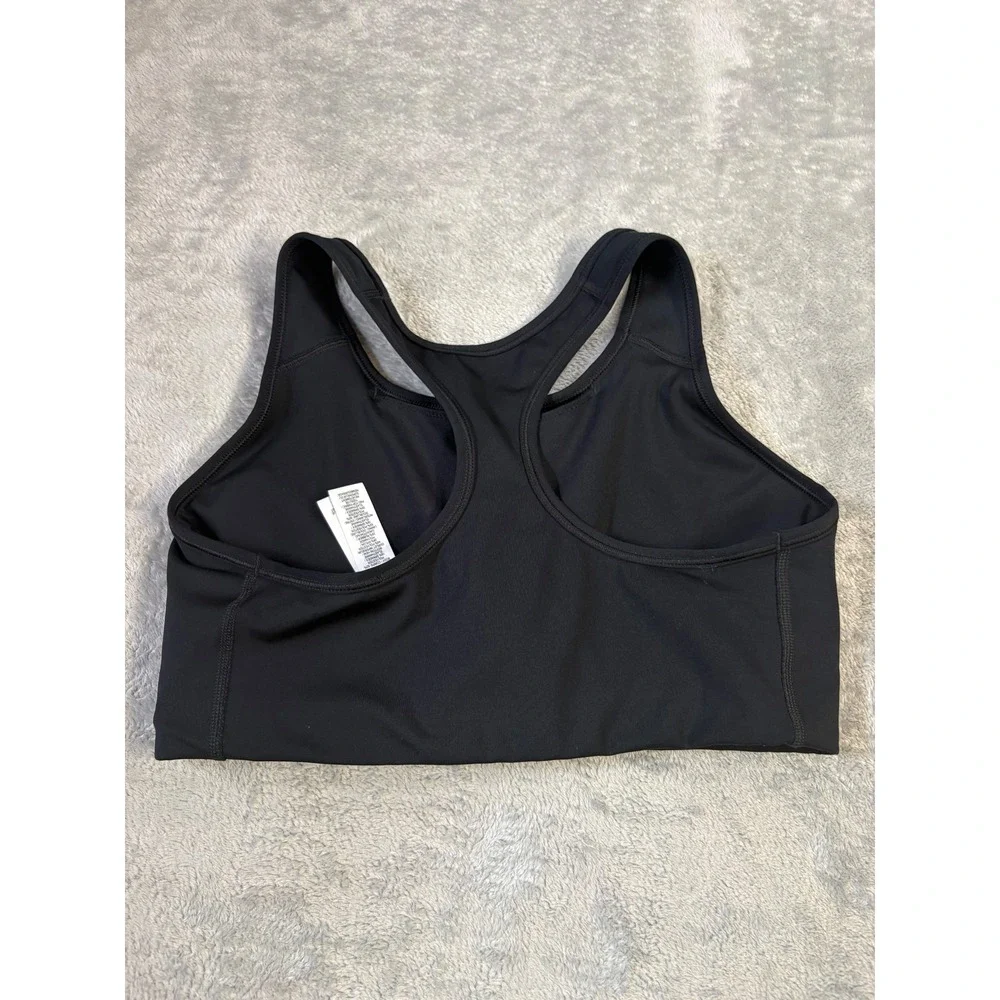 Nike Dri-FIT Racerback Sports Bra Black Swoosh Activewear Size L